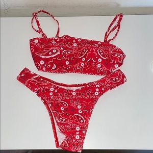 Red design swim suit set